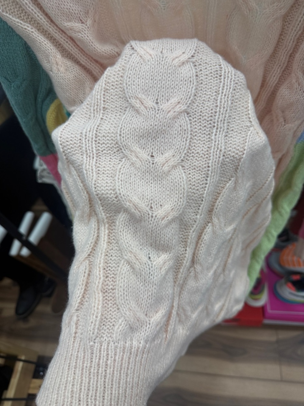 So Me Pastel Multi-Striped Open-Front Cable Knit Cardigan - Picture 7 of 7